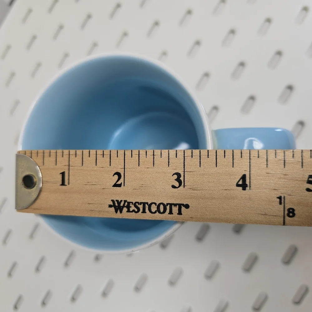 STARBUCKS Coffee Mug‎ 16oz 2007 Blue Handle Retro Typography Y2K Café Collectors